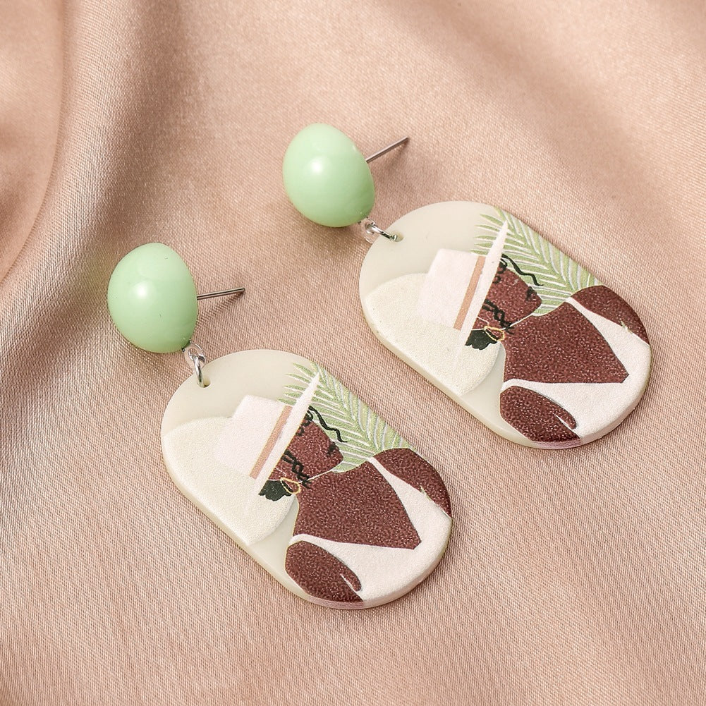 Black Beauty Oil Painting Temperament Simple Earrings