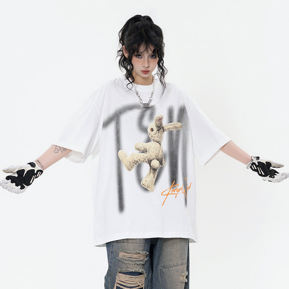 Rabbit Printed Cotton Loose For Men And Women