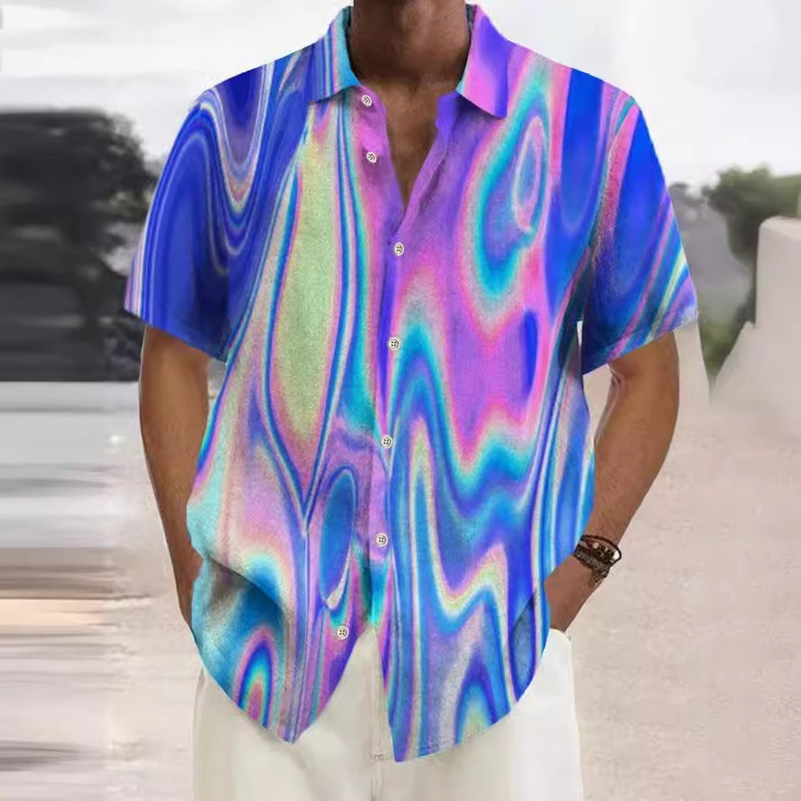 Men's Simplicity Printed Short-sleeved Shirt