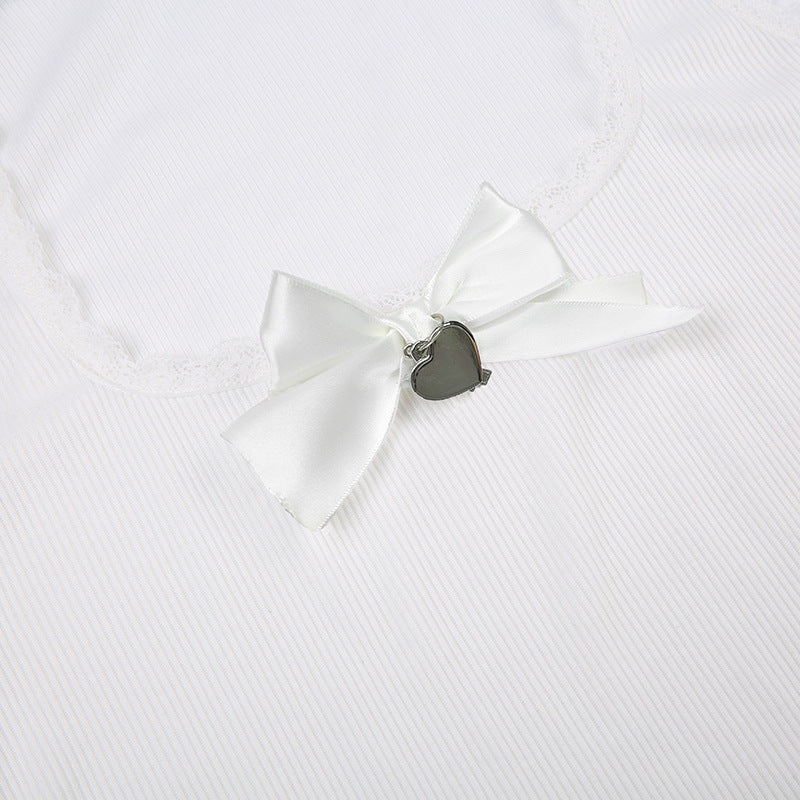 Women's Vintage Lace Bow Metal Vest