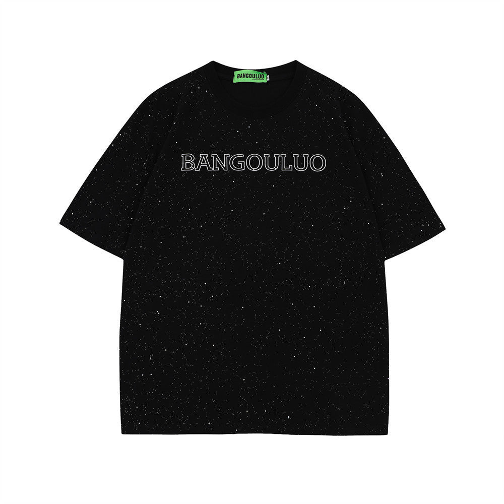Starry Sky Letter Print Short-sleeve Men