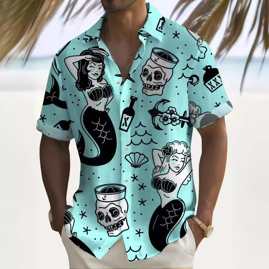 Men's Simplicity Printed Short-sleeved Shirt