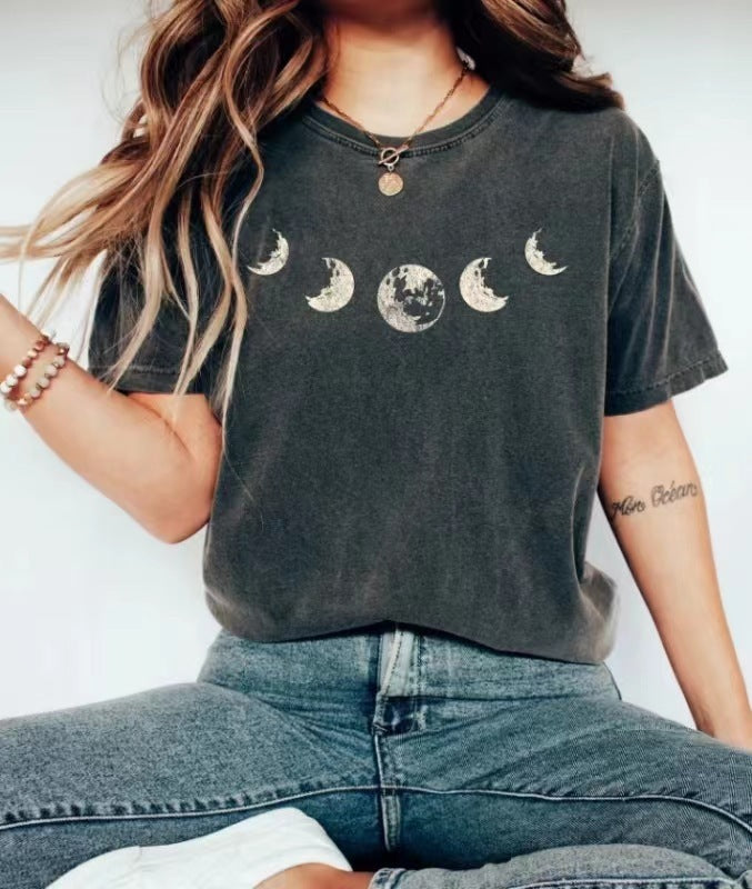 Women's T-shirt Green Blue Pink Printed Short Sleeve Casual Weekend Basic V-neck