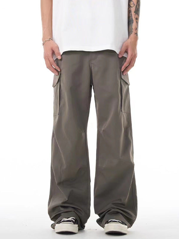 American Workwear Micro-pull Wide-leg Casual Pants
