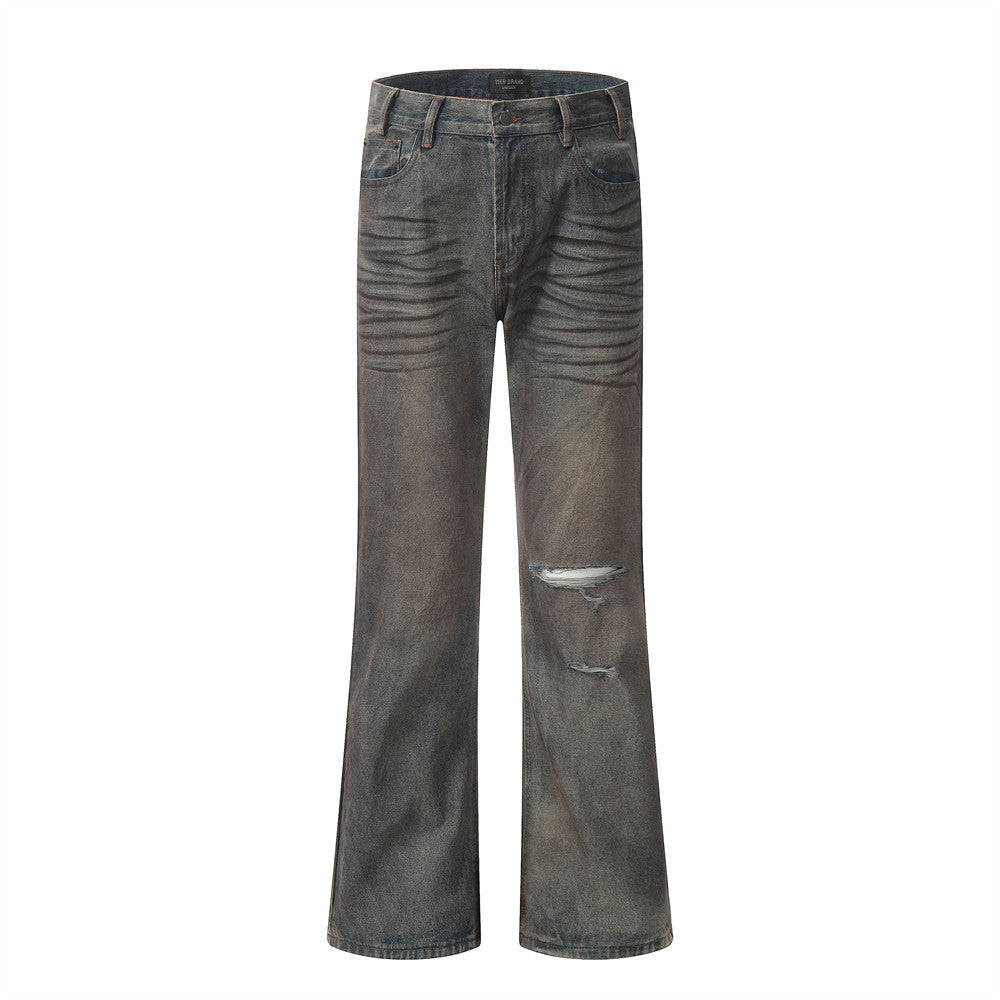 Fashion Holes Dirty Denim Trousers For Men