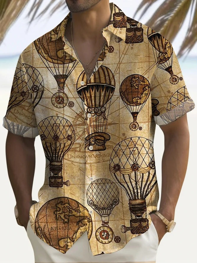 Men's Simplicity Printed Short-sleeved Shirt