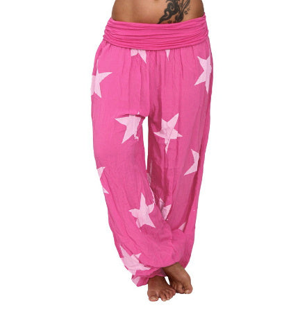 Women's Star Print Solid Color Harem Pants