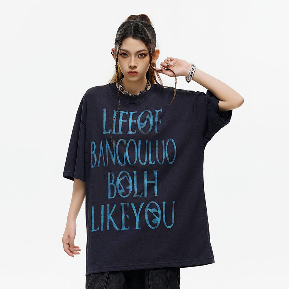 Fashion Letter Print Short-sleeve T-shirt Men