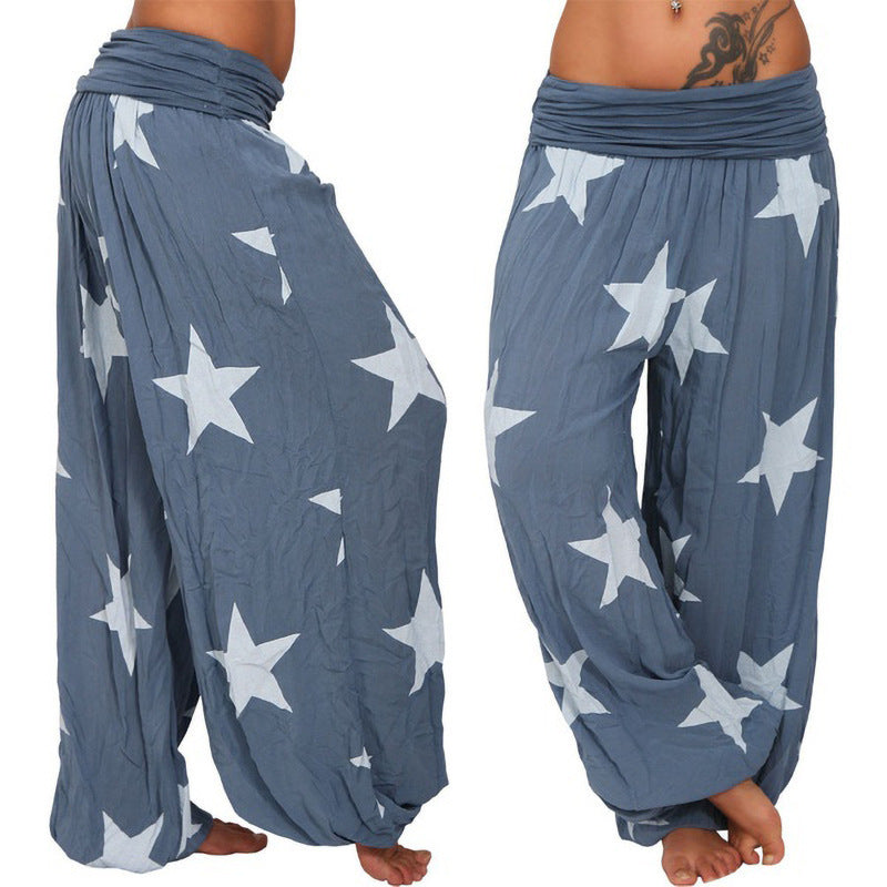 Women's Star Print Solid Color Harem Pants