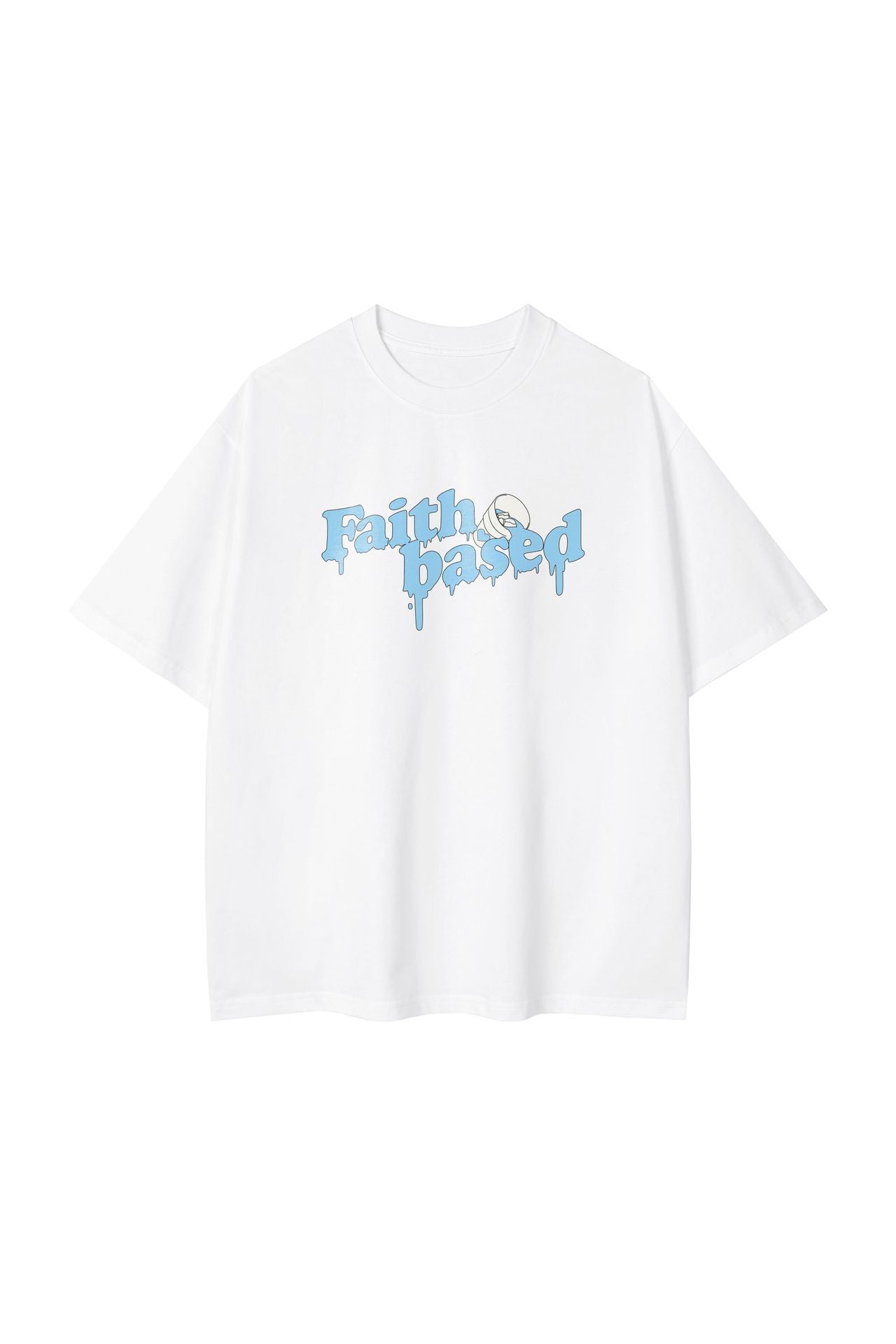 Creative Liquefied Letter Short Sleeve American Heavy Pure Cotton Loose T-shirt