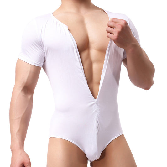 Men's Slim Modal Lingerie Bodysuit T-Shirt