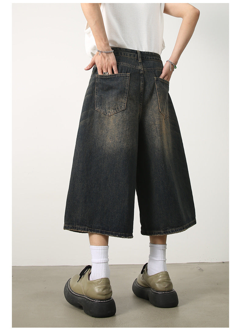 All-matching Loose Wide Leg Straight Cropped Pants