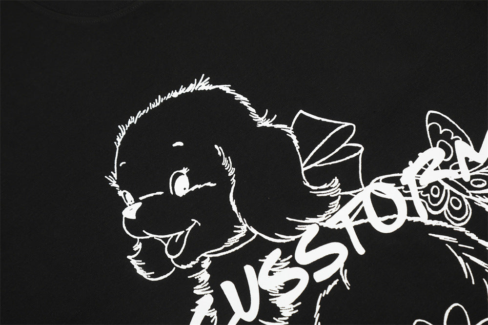 Hand-painted Printed Puppy Short Sleeve Men