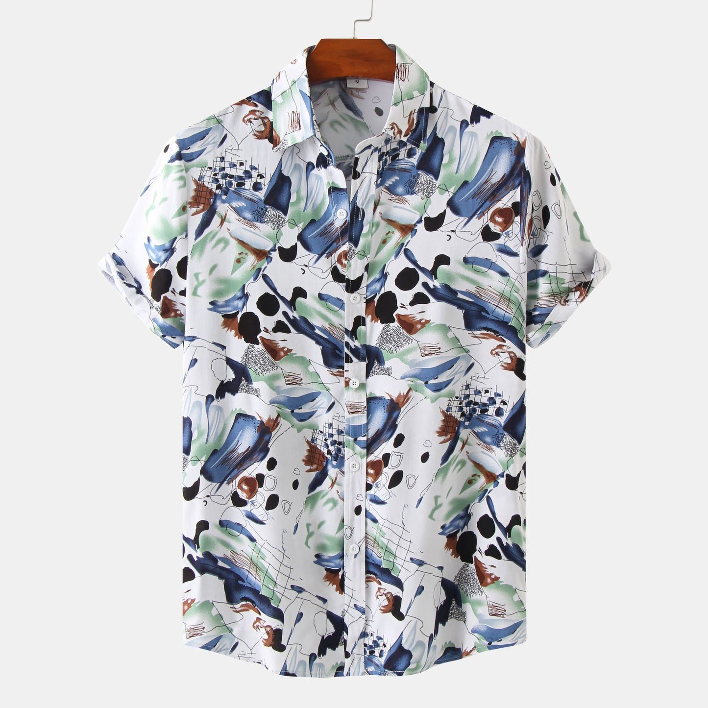 European And American Floral Men's Short-sleeved Shirt