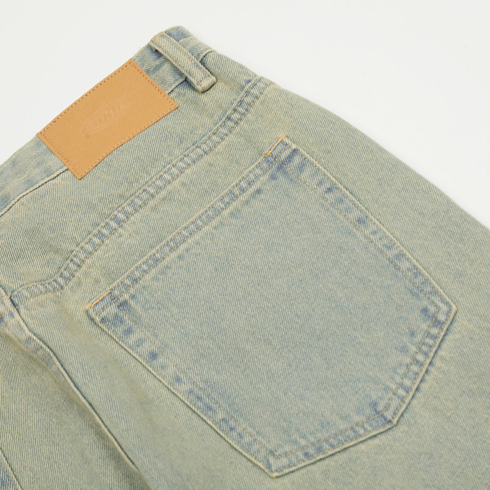 Mud Dyed Denim Straight-leg Pants Men