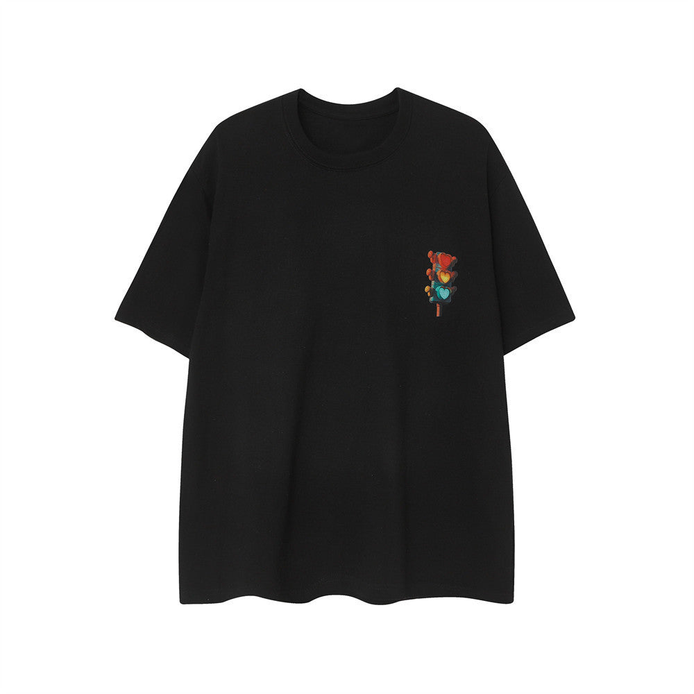 Summer Casual Three-color Love Graffiti Short Sleeve T-shirt