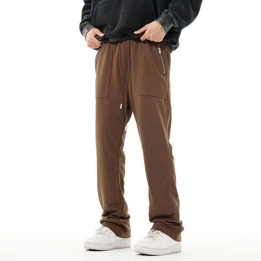 American-style Vintage Zipper Pocket Drawstring Sweatpants