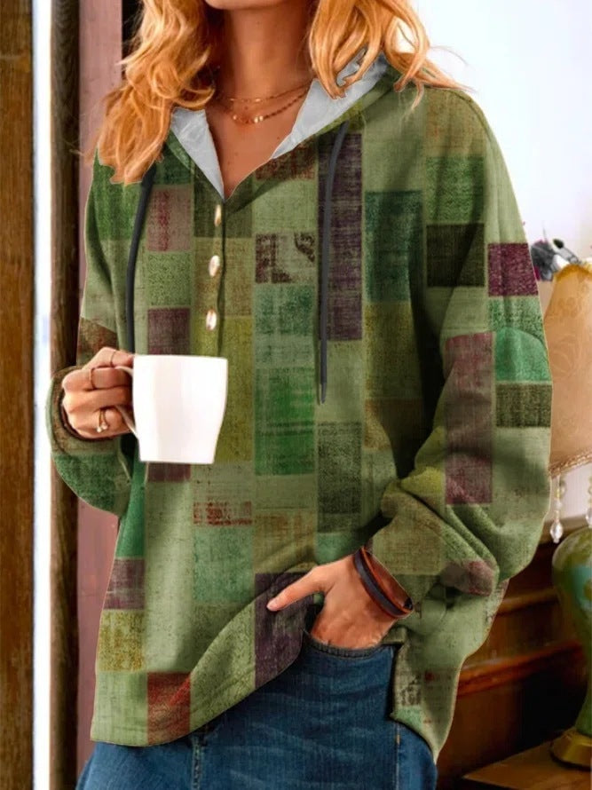 Printed Plus Size Loose Fit Street Fashion Pullover Hoodie