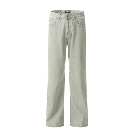 Mud Dyed Denim Straight-leg Pants Men