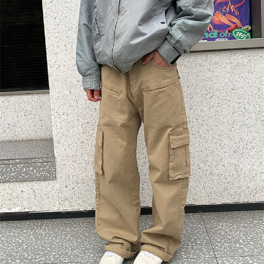 Men's Fashion American Overalls Multi-pocket