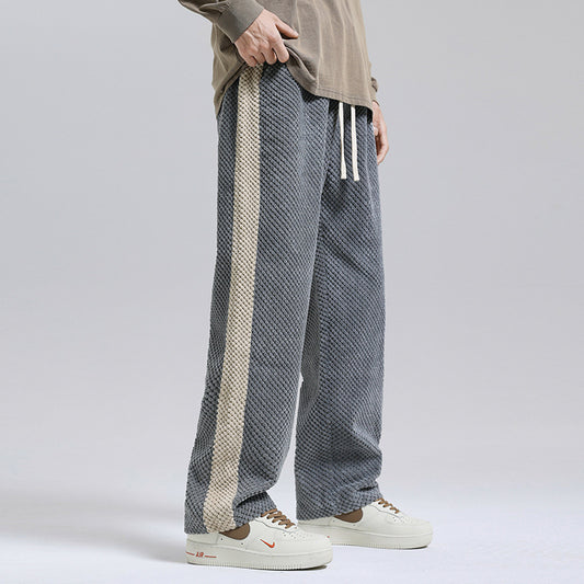 Men's Fashion Color Contrast Loose Casual Straight Pants