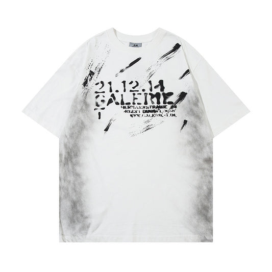 Men's Painting Dirty Cotton Short-sleeved T-shirt