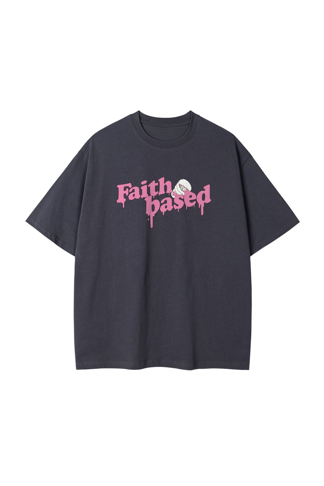 Creative Liquefied Letter Short Sleeve American Heavy Pure Cotton Loose T-shirt