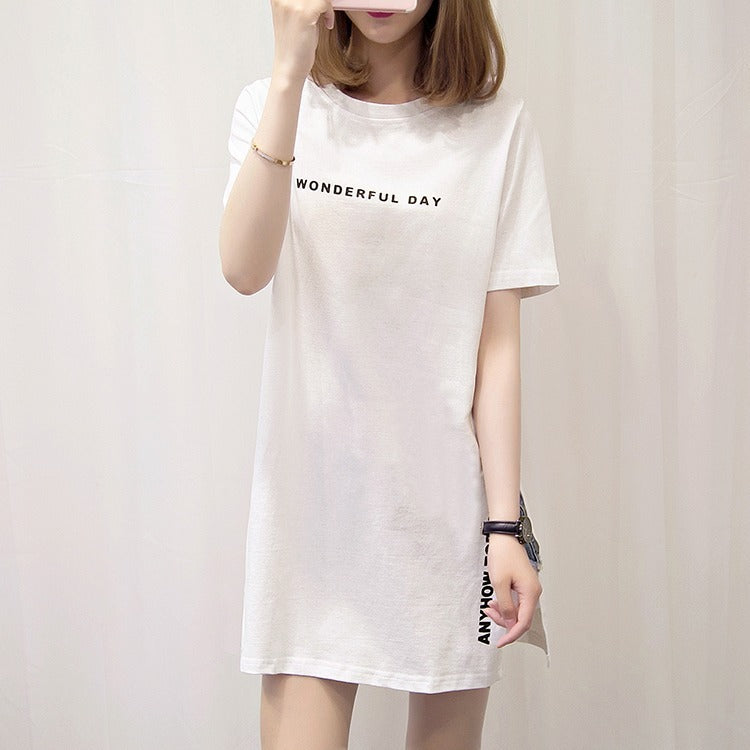 Women's Mid-length T-shirt With Short Sleeves