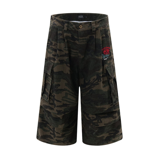 Workwear Camouflage Wide-leg Pants For Men