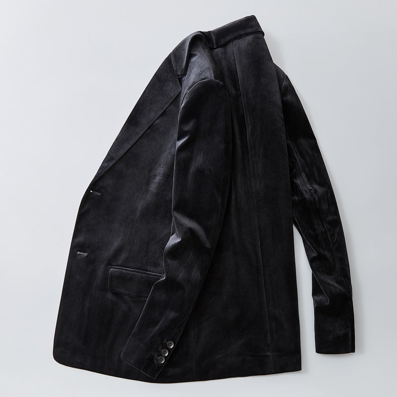 Slim-fit Lapel Velvet Jacket