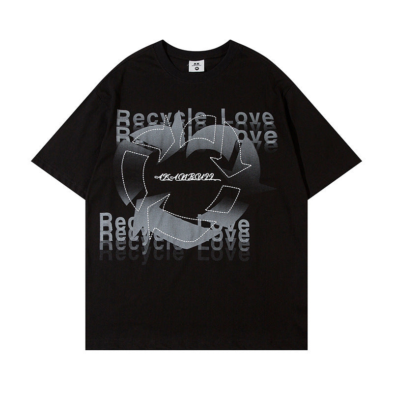Creative Heart-shaped Printed Short Sleeve Men