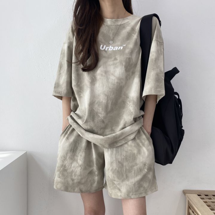 Casual Sports Cotton Short Sleeve Shorts Women's Two Piece Set