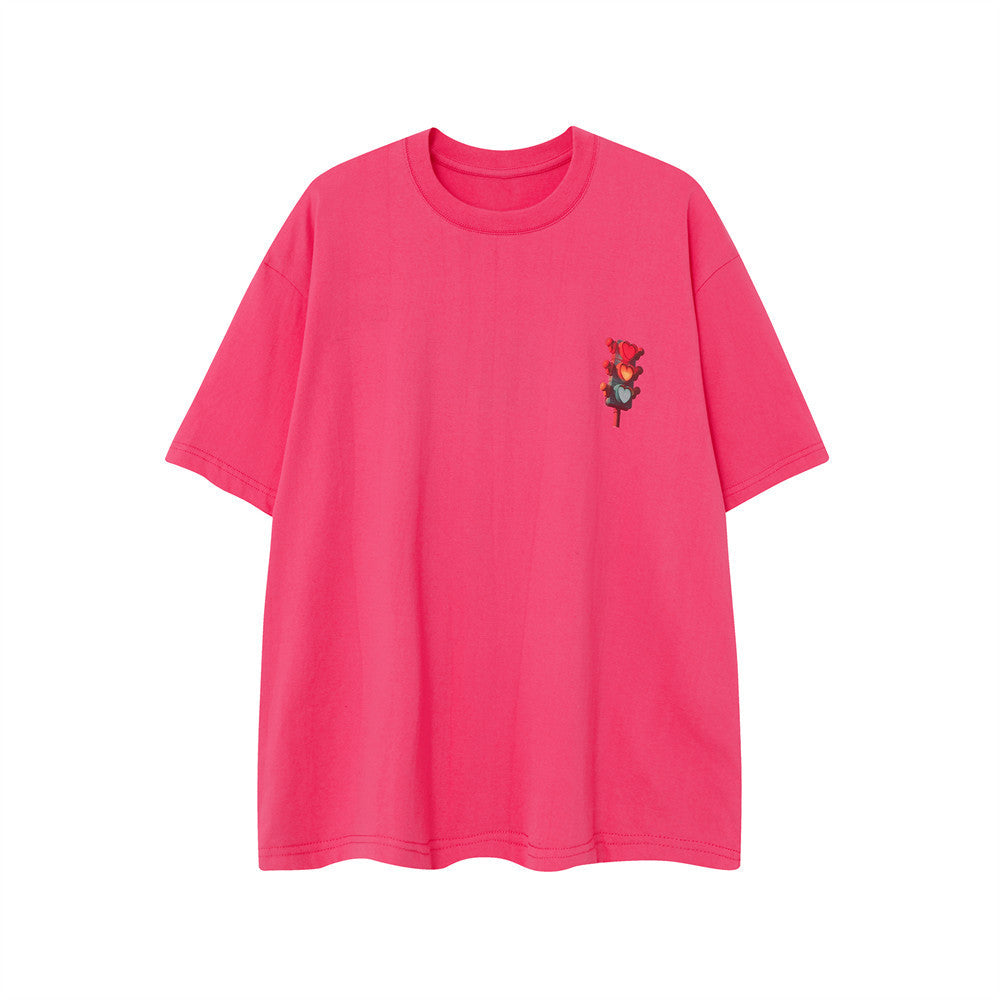 Summer Casual Three-color Love Graffiti Short Sleeve T-shirt