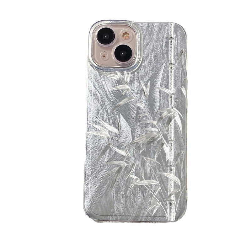 Feather Yarn Silver Bamboo Phone Case High Sense