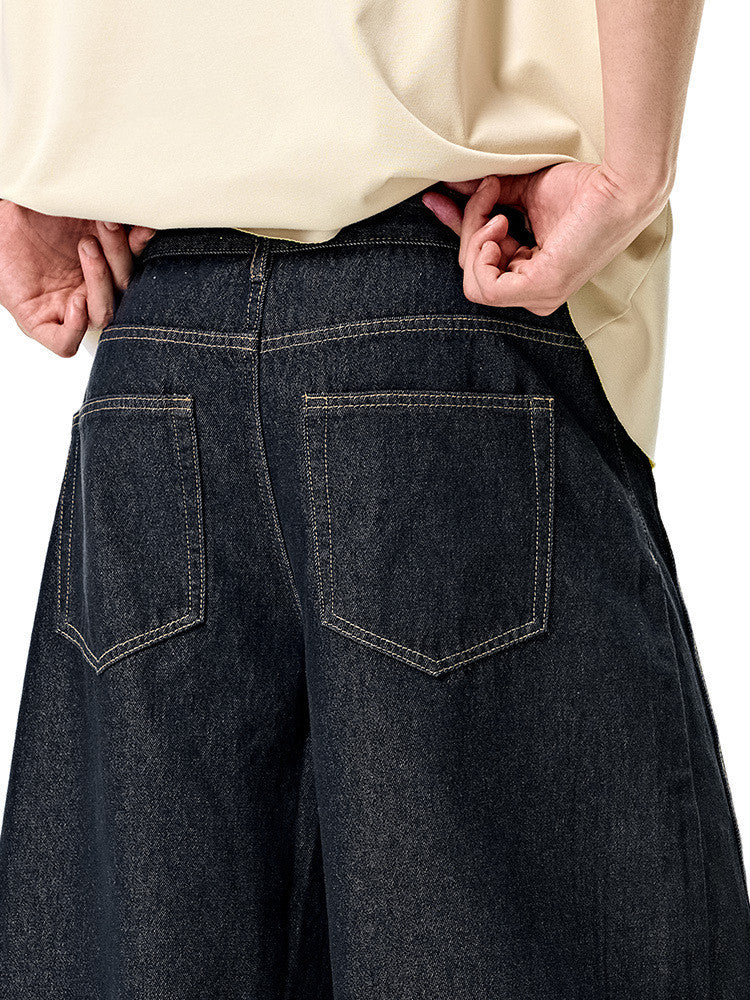Fashion American Wide Leg Denim Trousers Men