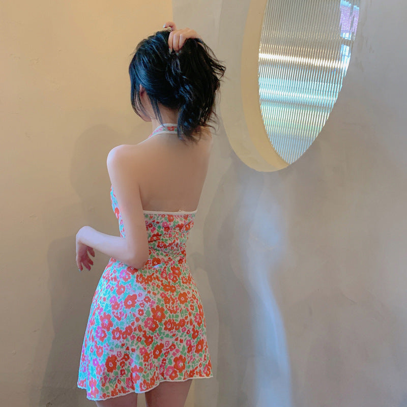 Pure Desire Sweet Floral Slim Jacquard Knitted Dress