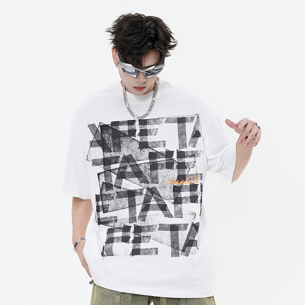 Letter Printed Loose Top For Men And Women