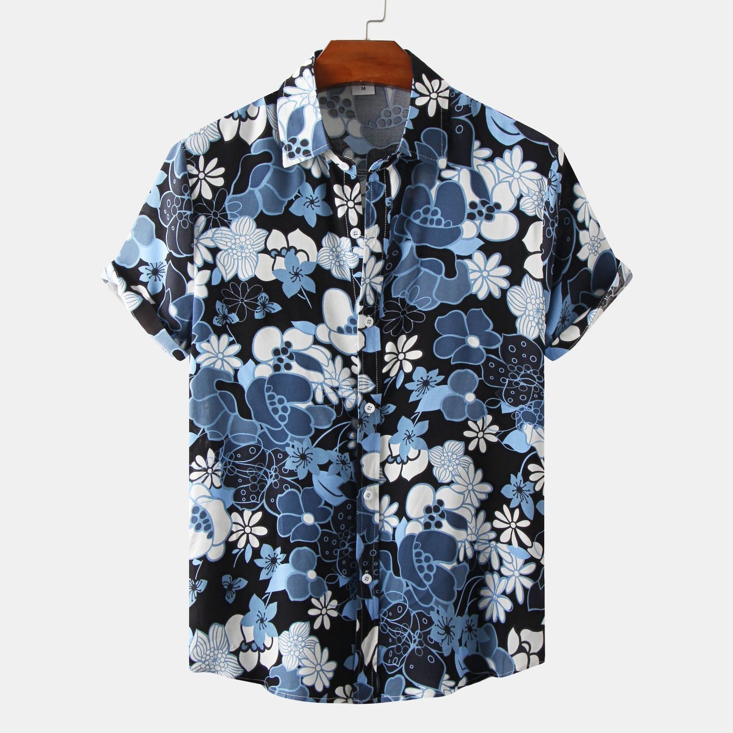 European And American Floral Men's Short-sleeved Shirt