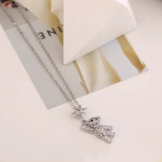 Women's Cute Bear Necklace Design Niche Titanium Steel Non-fading Clavicle Chain Pendant