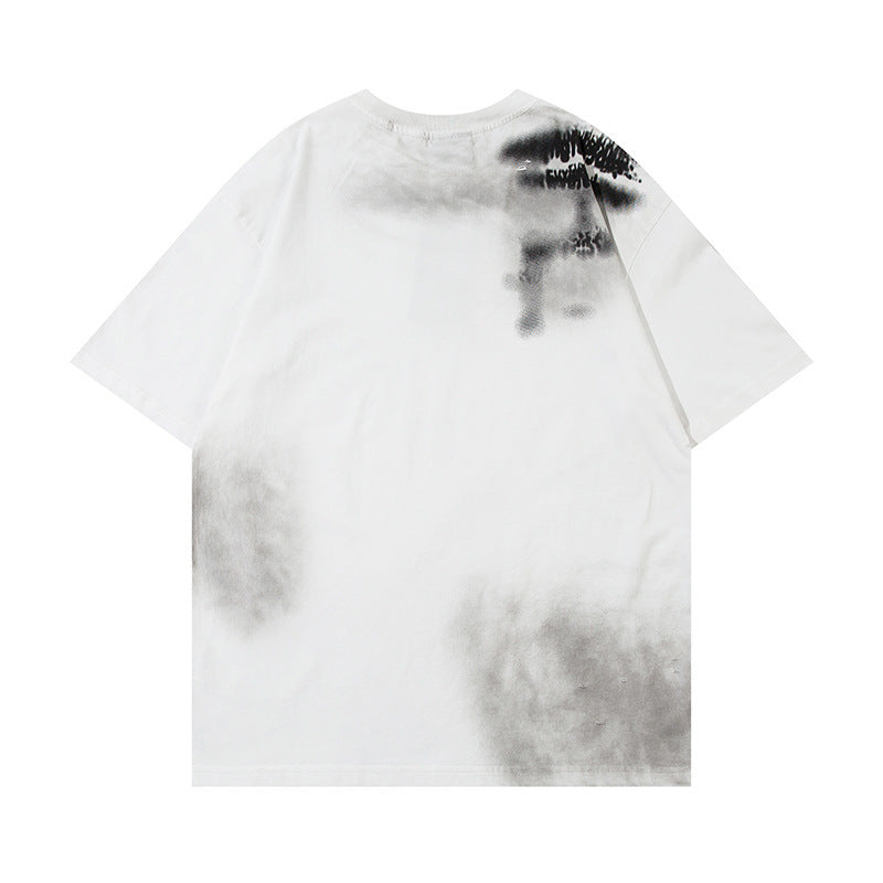 Fashion Spray Painting Dirty Ripped Men's Top