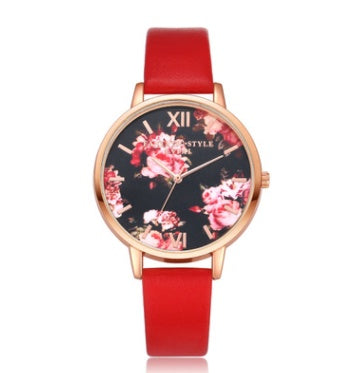 Fashion Leather Strap Rose Gold Watch