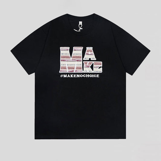 Men's Retro Alphabet Embroidered Short-sleeved T-shirt