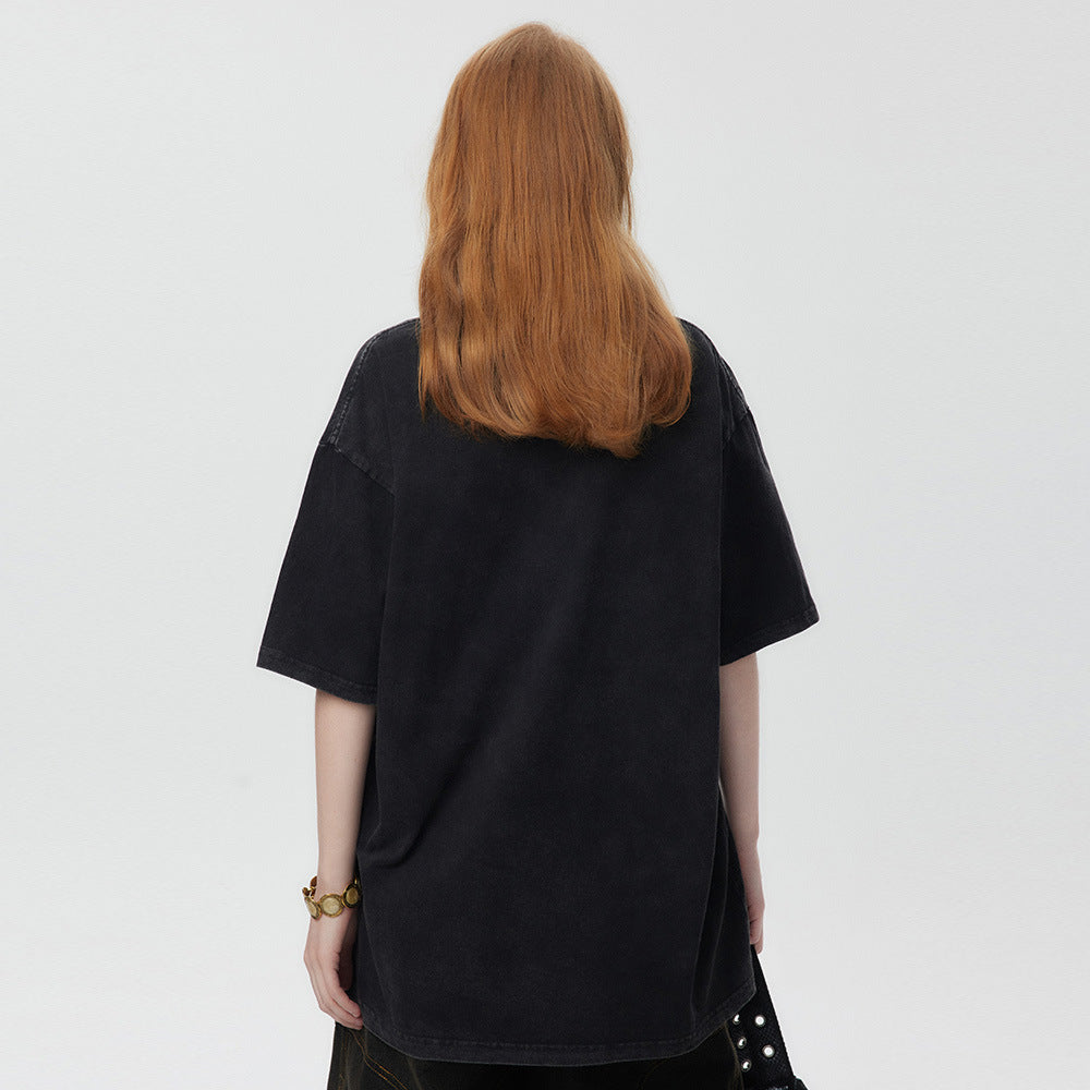 Color Matching Letter Print Short-sleeve Men