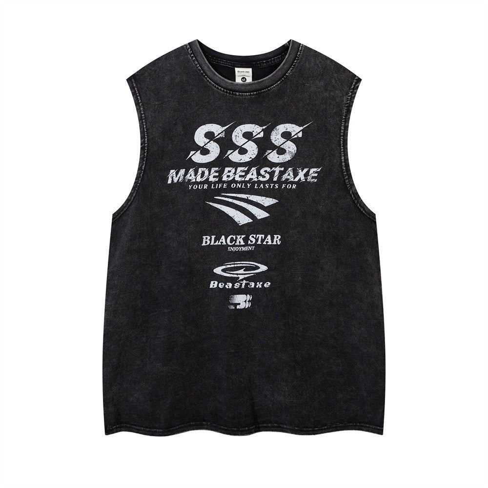 Letter Print Loose Vest For Men And Women
