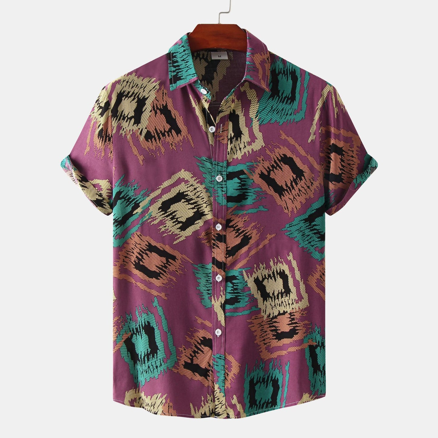 European And American Floral Men's Short-sleeved Shirt