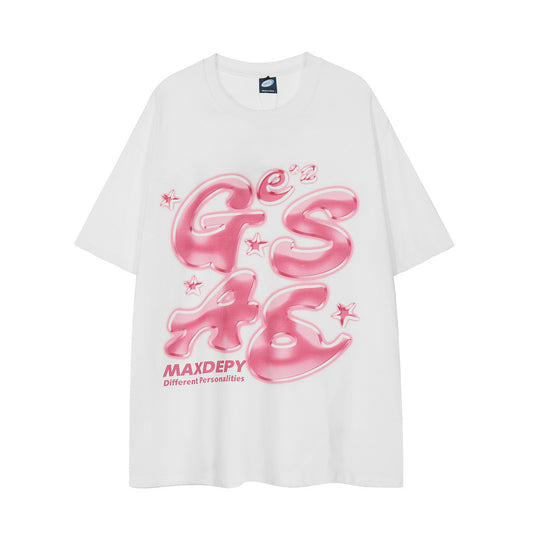 Creative Letters Printed Cotton Short Sleeve Men