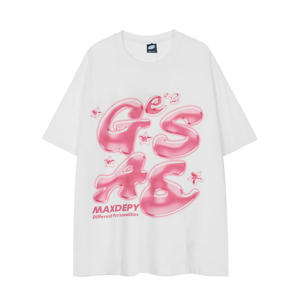 Creative Letters Printed Cotton Short Sleeve Men