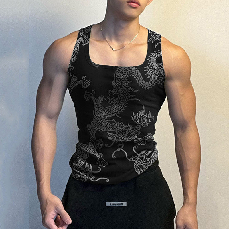 Cross-border Chinese-style Stretch Slim Men's Street Sports Personalized Vest