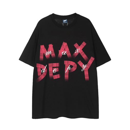Fashion Letters Printed Loose T-shirt Men's