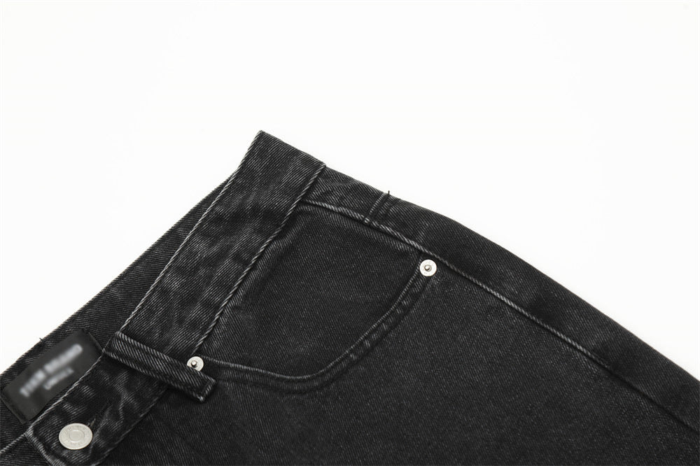 Fashion Holes Denim Straight-leg Pants Male
